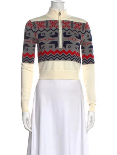 Pre-owned Perfect Moment Merino Wool Graphic Print Sweater In Multicolor