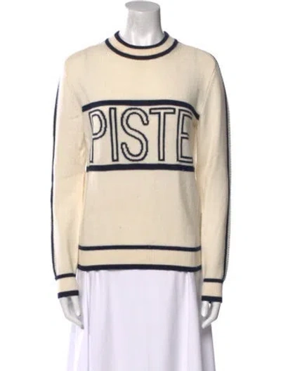 Pre-owned Perfect Moment Merino Wool Graphic Print Sweater In Neutral