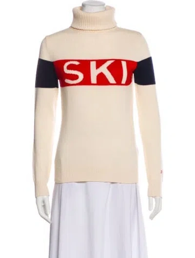 Pre-owned Perfect Moment Merino Wool Graphic Print Sweater In Neutral