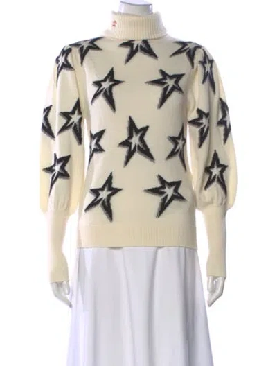 Pre-owned Perfect Moment Merino Wool Graphic Print Sweater In Neutral