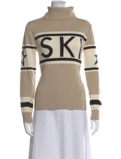 Pre-owned Perfect Moment Merino Wool Graphic Print Sweater In Neutral