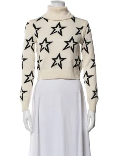 Pre-owned Perfect Moment Merino Wool Graphic Print Sweater In Neutral