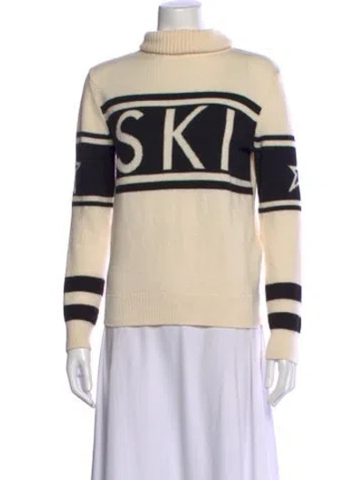 Pre-owned Perfect Moment Merino Wool Graphic Print Sweater In Neutral