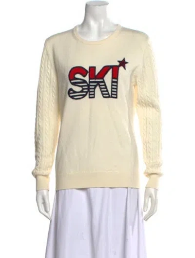 Pre-owned Perfect Moment Merino Wool Graphic Print Sweater In Neutral
