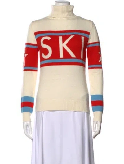 Pre-owned Perfect Moment Merino Wool Graphic Print Sweater In Neutral