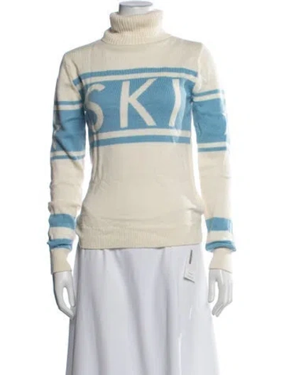 Pre-owned Perfect Moment Merino Wool Graphic Print Sweater In Neutrals