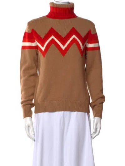 Pre-owned Perfect Moment Merino Wool Graphic Print Sweater In Neutrals