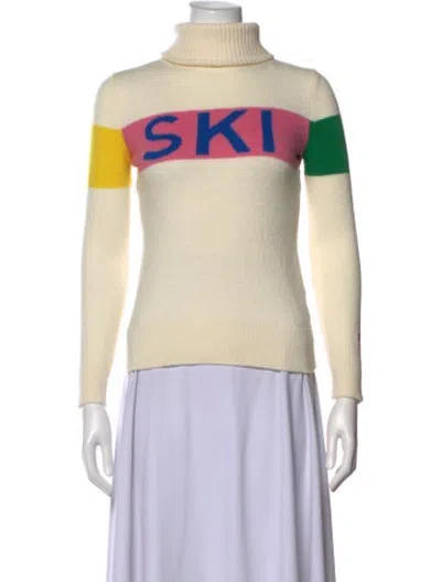 Pre-owned Perfect Moment Merino Wool Graphic Print Sweater In Neutrals