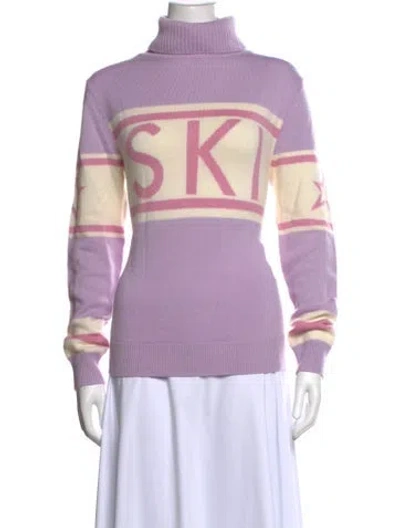 Pre-owned Perfect Moment Merino Wool Graphic Print Sweater In Purple