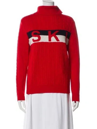 Pre-owned Perfect Moment Merino Wool Graphic Print Sweater In Red
