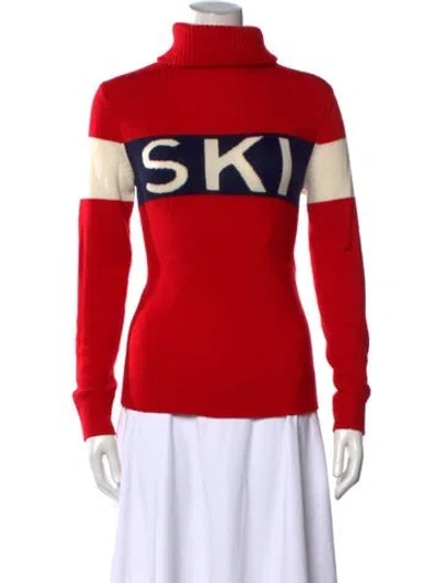 Pre-owned Perfect Moment Merino Wool Graphic Print Sweater In Red