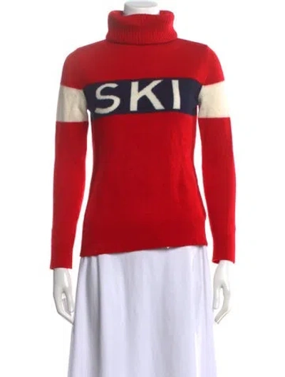 Pre-owned Perfect Moment Merino Wool Graphic Print Sweater In Red