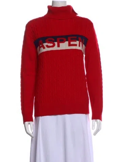 Pre-owned Perfect Moment Merino Wool Graphic Print Sweater In Red