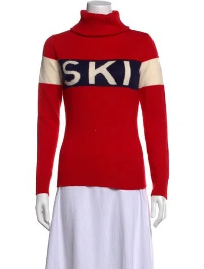 Pre-owned Perfect Moment Merino Wool Graphic Print Sweater In Red