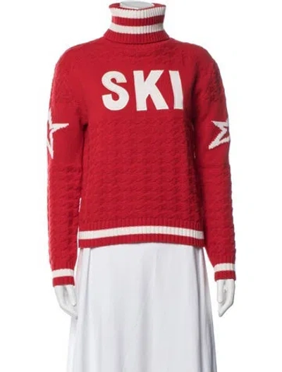 Pre-owned Perfect Moment Merino Wool Graphic Print Sweater In Red