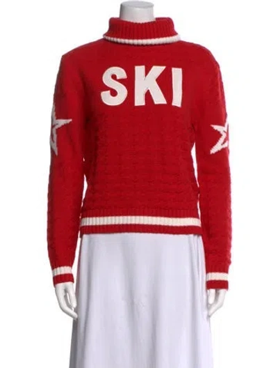 Pre-owned Perfect Moment Merino Wool Graphic Print Sweater In Red