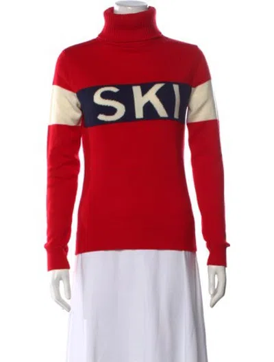Pre-owned Perfect Moment Merino Wool Graphic Print Sweater In Red