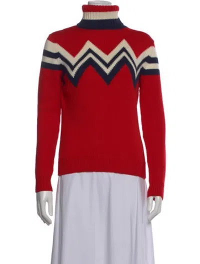 Pre-owned Perfect Moment Merino Wool Graphic Print Sweater In Red