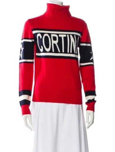 Pre-owned Perfect Moment Merino Wool Graphic Print Sweater W/ Tags In Red