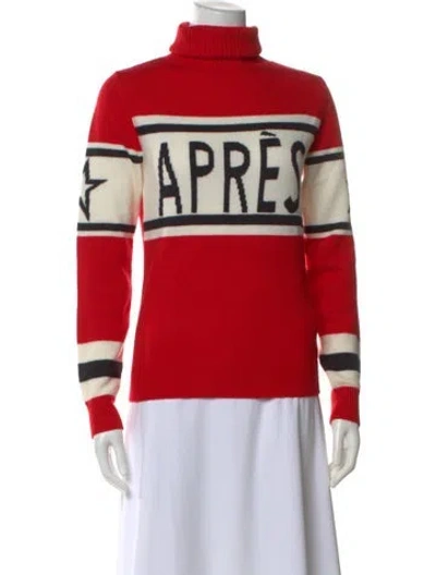Pre-owned Perfect Moment Merino Wool Graphic Print Sweater W/ Tags In Red
