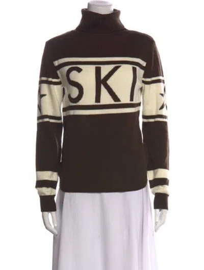 Pre-owned Perfect Moment Merino Wool Graphic Print Sweatshirt W/ Tags In Brown