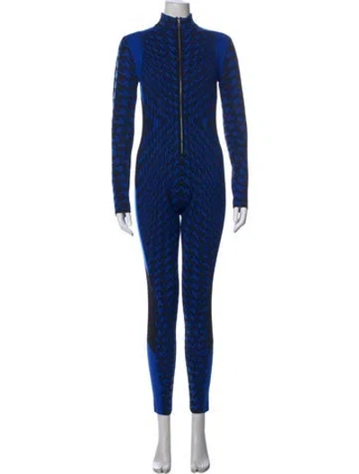 Pre-owned Perfect Moment Merino Wool Houndstooth Print Ski Suit W/ Tags In Blue