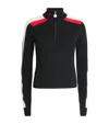 Perfect Moment Merino Wool La Tour Quarter-zip Sweater In Black