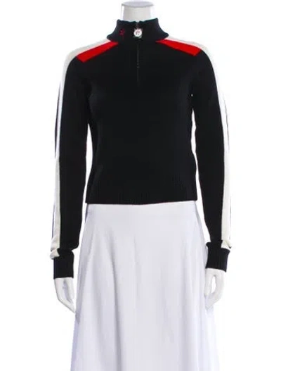 Pre-owned Perfect Moment Merino Wool Mock Neck Sweater In Black