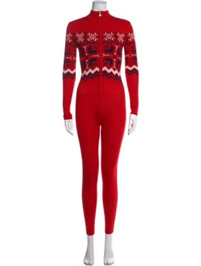 Pre-owned Perfect Moment Merino Wool Patterned Ski Suit In Red