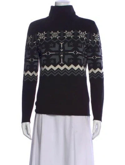 Pre-owned Perfect Moment Merino Wool Patterned Sweater In Black