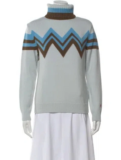 Pre-owned Perfect Moment Merino Wool Patterned Sweater In Blue