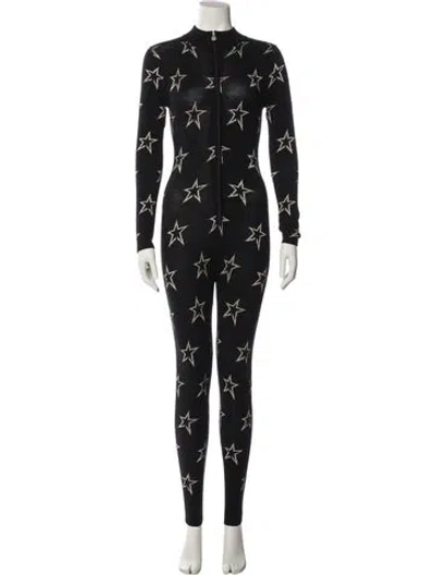 Pre-owned Perfect Moment Merino Wool Printed Jumpsuit In Black