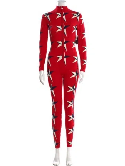 Pre-owned Perfect Moment Merino Wool Printed Jumpsuit W/ Tags In Red