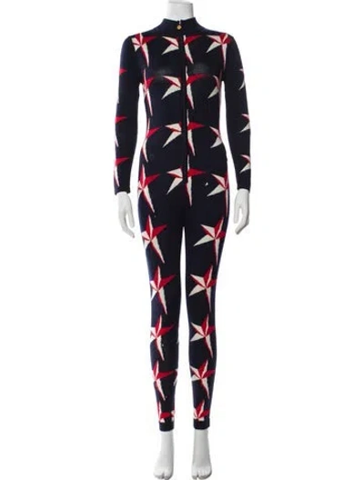 Pre-owned Perfect Moment Merino Wool Printed Pajamas In Blue