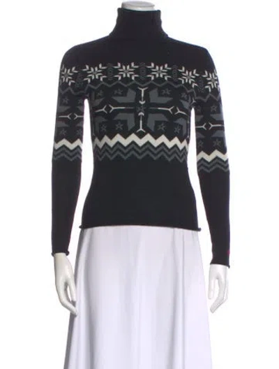 Pre-owned Perfect Moment Merino Wool Printed Sweater In Black