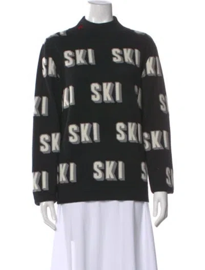 Pre-owned Perfect Moment Merino Wool Printed Sweater In Black