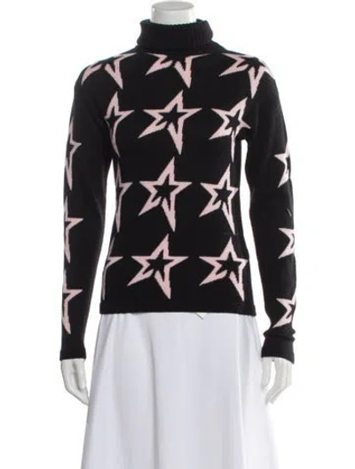 Pre-owned Perfect Moment Merino Wool Printed Sweater In Black