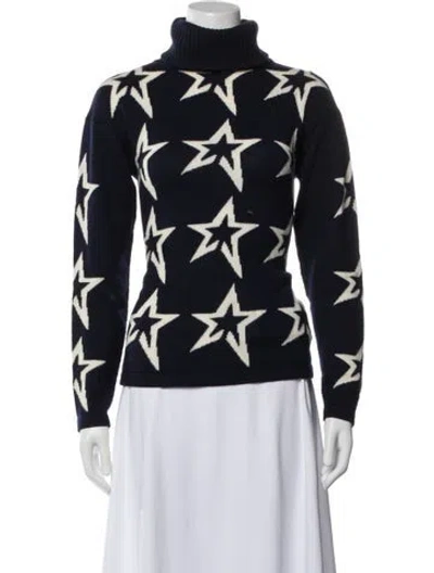 Pre-owned Perfect Moment Merino Wool Printed Sweater In Blue