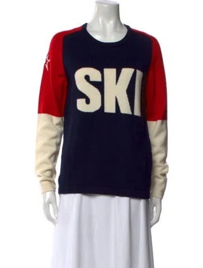 Pre-owned Perfect Moment Merino Wool Printed Sweater In Blue