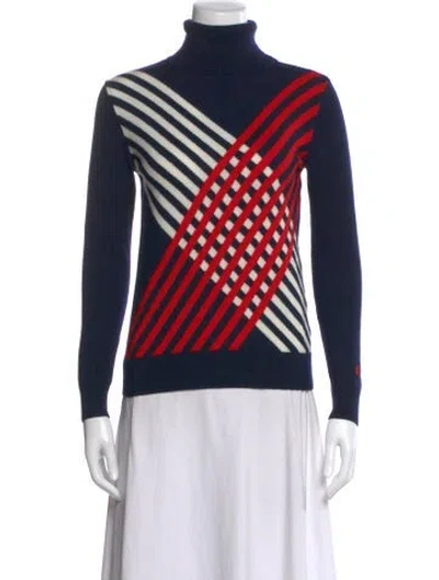 Pre-owned Perfect Moment Merino Wool Printed Sweater In Blue