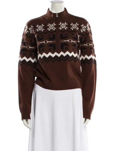 Pre-owned Perfect Moment Merino Wool Printed Sweater In Brown