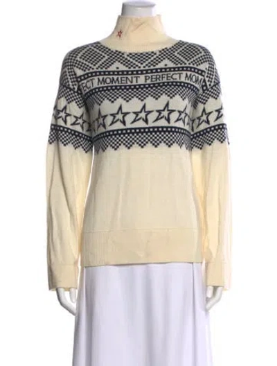 Pre-owned Perfect Moment Merino Wool Printed Sweater In Neutral
