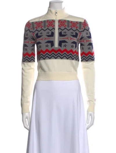 Pre-owned Perfect Moment Merino Wool Printed Sweater In Neutral