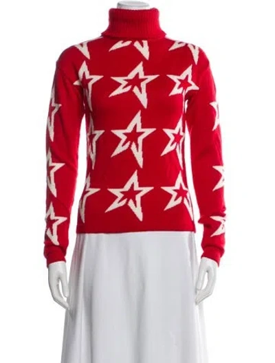 Pre-owned Perfect Moment Merino Wool Printed Sweater In Red