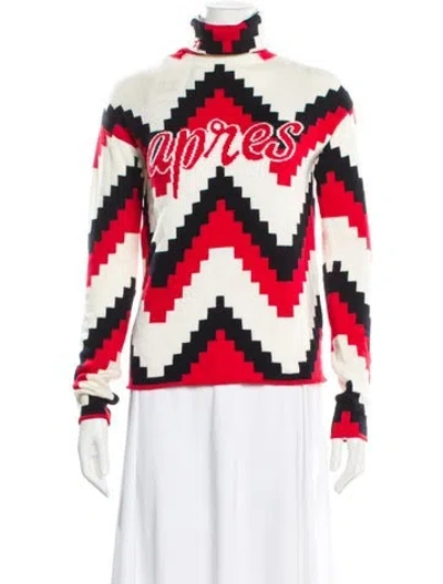 Pre-owned Perfect Moment Merino Wool Printed Sweater In Red