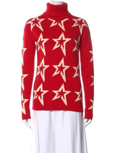 Pre-owned Perfect Moment Merino Wool Printed Sweater In Red