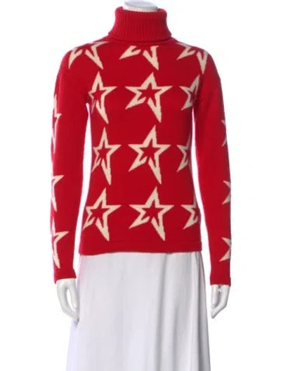 Pre-owned Perfect Moment Merino Wool Printed Sweater In Red