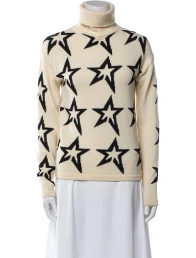 Pre-owned Perfect Moment Merino Wool Printed Sweater In White