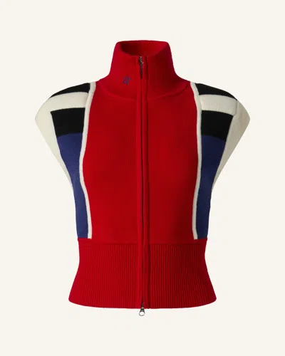 Perfect Moment Merino Wool Racer Gilet S In Red
