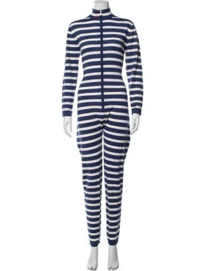 Pre-owned Perfect Moment Merino Wool Striped Jumpsuit In Blue